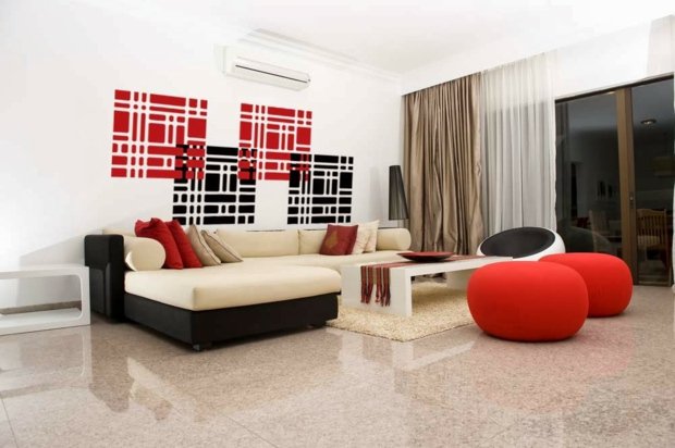 décoration en charment couleur blanc et rouge et noir